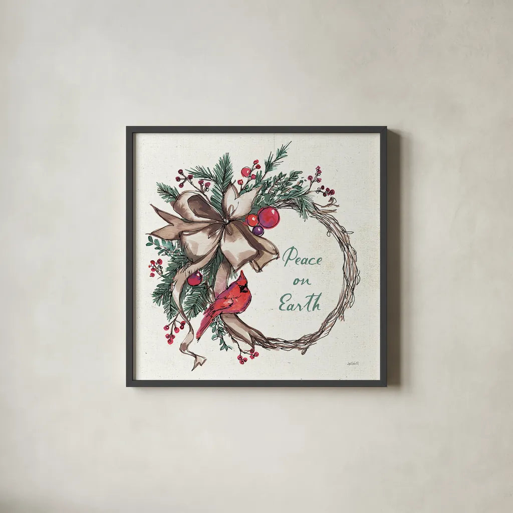 Seasonal Charm IV by Anne Tavoletti. Shown in a sleek black glass frame for a contemporary gallery look. Available as an archival giclee rolled canvas, fine art paper, or poster print. SKU 36860a.