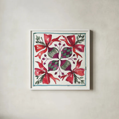 Seasonal Charm IX by Anne Tavoletti. Shown in a crisp white glass frame for a clean and minimalist style. Available as an archival giclee rolled canvas, fine art paper, or poster print. SKU 36865a.