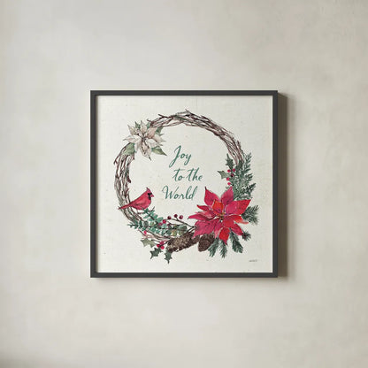 Seasonal Charm V by Anne Tavoletti. Shown in a sleek black glass frame for a contemporary gallery look. Available as an archival giclee rolled canvas, fine art paper, or poster print. SKU 36861a.