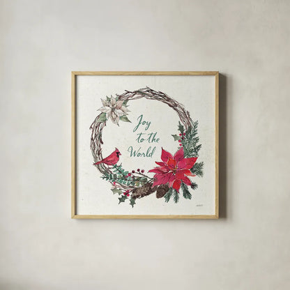 Seasonal Charm V by Anne Tavoletti. Shown in a natural wood glass frame for a timeless modern aesthetic. Available as an archival giclee rolled canvas, fine art paper, or poster print. SKU 36861a.