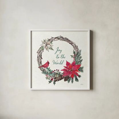 Seasonal Charm V by Anne Tavoletti. Shown in a crisp white glass frame for a clean and minimalist style. Available as an archival giclee rolled canvas, fine art paper, or poster print. SKU 36861a.