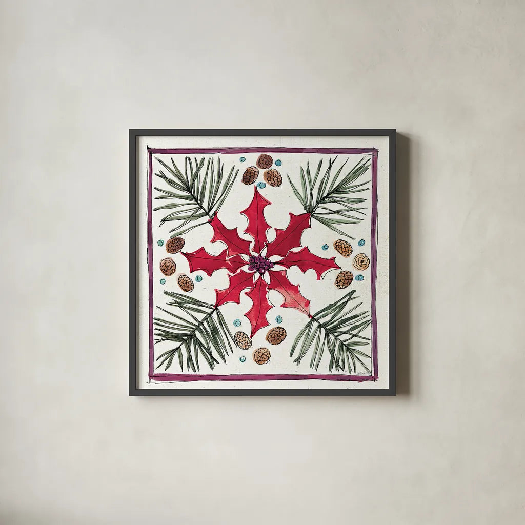 Seasonal Charm VII by Anne Tavoletti. Shown in a sleek black glass frame for a contemporary gallery look. Available as an archival giclee rolled canvas, fine art paper, or poster print. SKU 36863a.