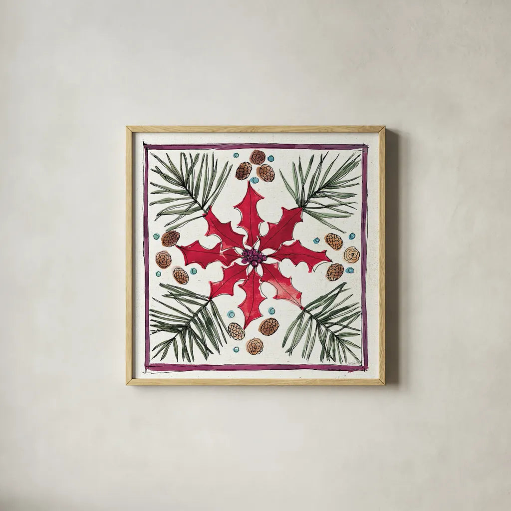 Seasonal Charm VII by Anne Tavoletti. Shown in a natural wood glass frame for a timeless modern aesthetic. Available as an archival giclee rolled canvas, fine art paper, or poster print. SKU 36863a.