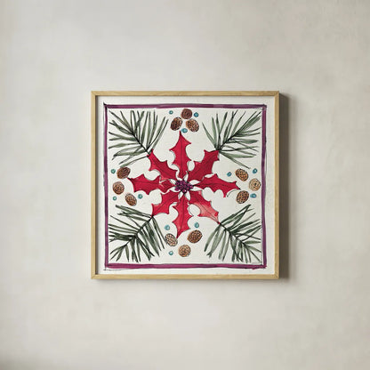Seasonal Charm VII by Anne Tavoletti. Shown in a natural wood glass frame for a timeless modern aesthetic. Available as an archival giclee rolled canvas, fine art paper, or poster print. SKU 36863a.