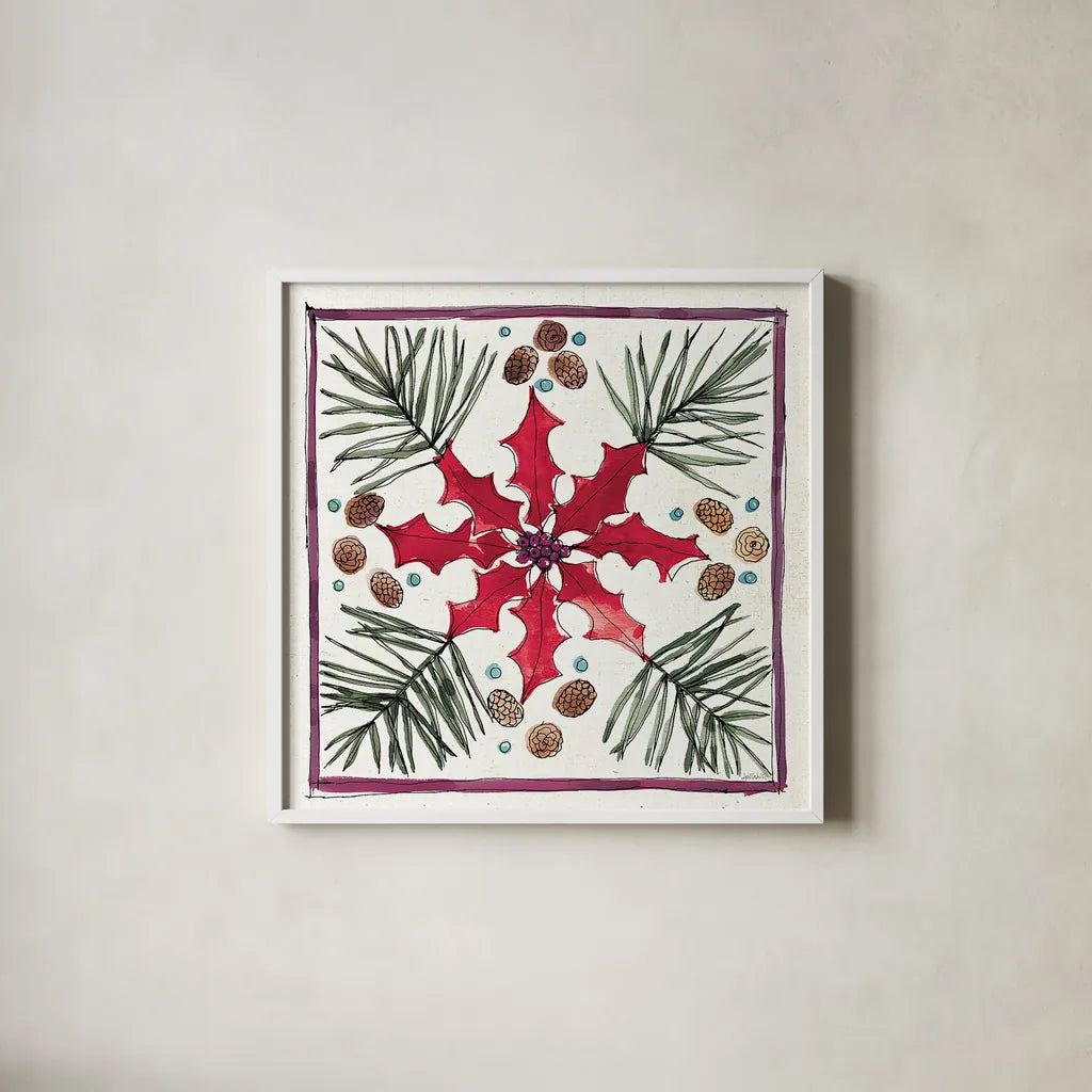 Seasonal Charm VII by Anne Tavoletti. Shown in a crisp white glass frame for a clean and minimalist style. Available as an archival giclee rolled canvas, fine art paper, or poster print. SKU 36863a.