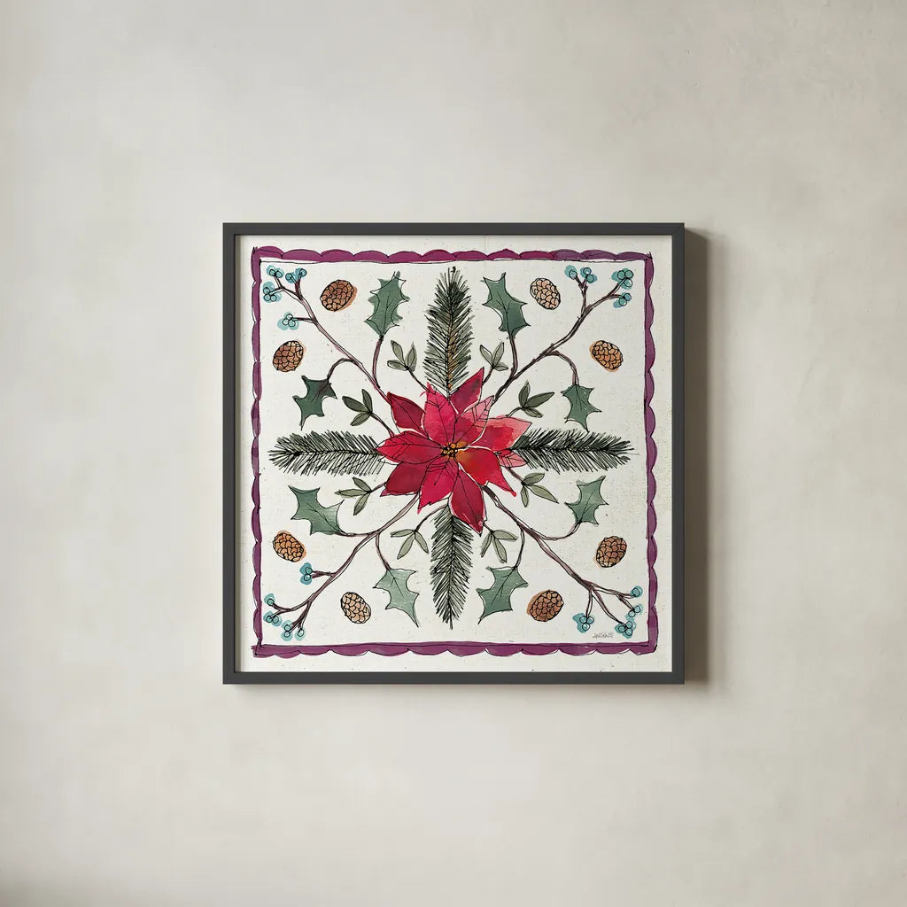 Seasonal Charm VIII by Anne Tavoletti. Shown in a sleek black glass frame for a contemporary gallery look. Available as an archival giclee rolled canvas, fine art paper, or poster print. SKU 36864a.