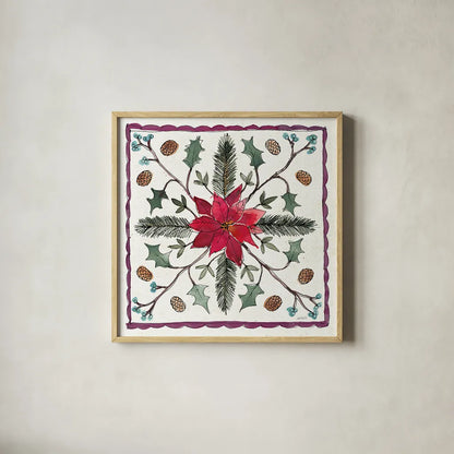 Seasonal Charm VIII by Anne Tavoletti. Shown in a natural wood glass frame for a timeless modern aesthetic. Available as an archival giclee rolled canvas, fine art paper, or poster print. SKU 36864a.