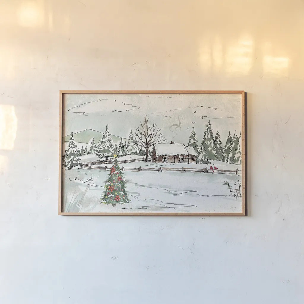 Seasonal Charm X by Anne Tavoletti. shown as a paper print in a natural frame. Available as a archival giclee rolled canvas, fine art paper, or poster print. SKU 36866i.
