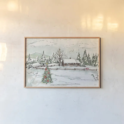 Seasonal Charm X by Anne Tavoletti. shown as a paper print in a natural frame. Available as a archival giclee rolled canvas, fine art paper, or poster print. SKU 36866i.
