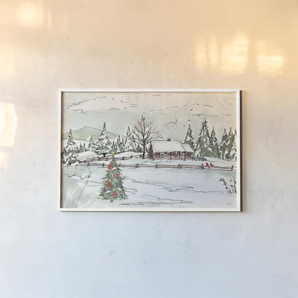 Seasonal Charm X by Anne Tavoletti. shown as a paper print in a white frame. Available as a archival giclee rolled canvas, fine art paper, or poster print. SKU 36866i.