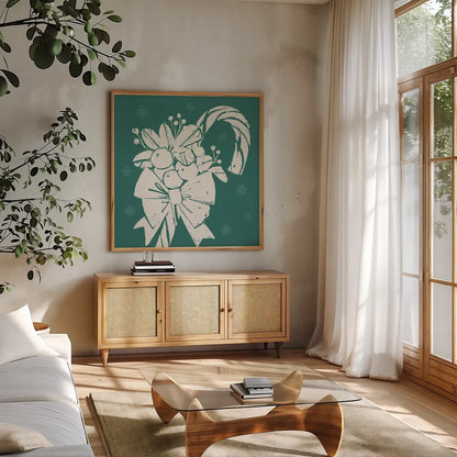 Seasonal Shades XII by Anne Tavoletti. Shown in a natural wood frame in a cozy modern living room. Available as an archival giclee rolled canvas, fine art paper, or poster print. SKU 81770a.