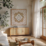 Sentiments II by Anne Tavoletti. Shown in a natural wood frame in a cozy modern living room. Available as an archival giclee rolled canvas, fine art paper, or poster print. SKU 87595a.