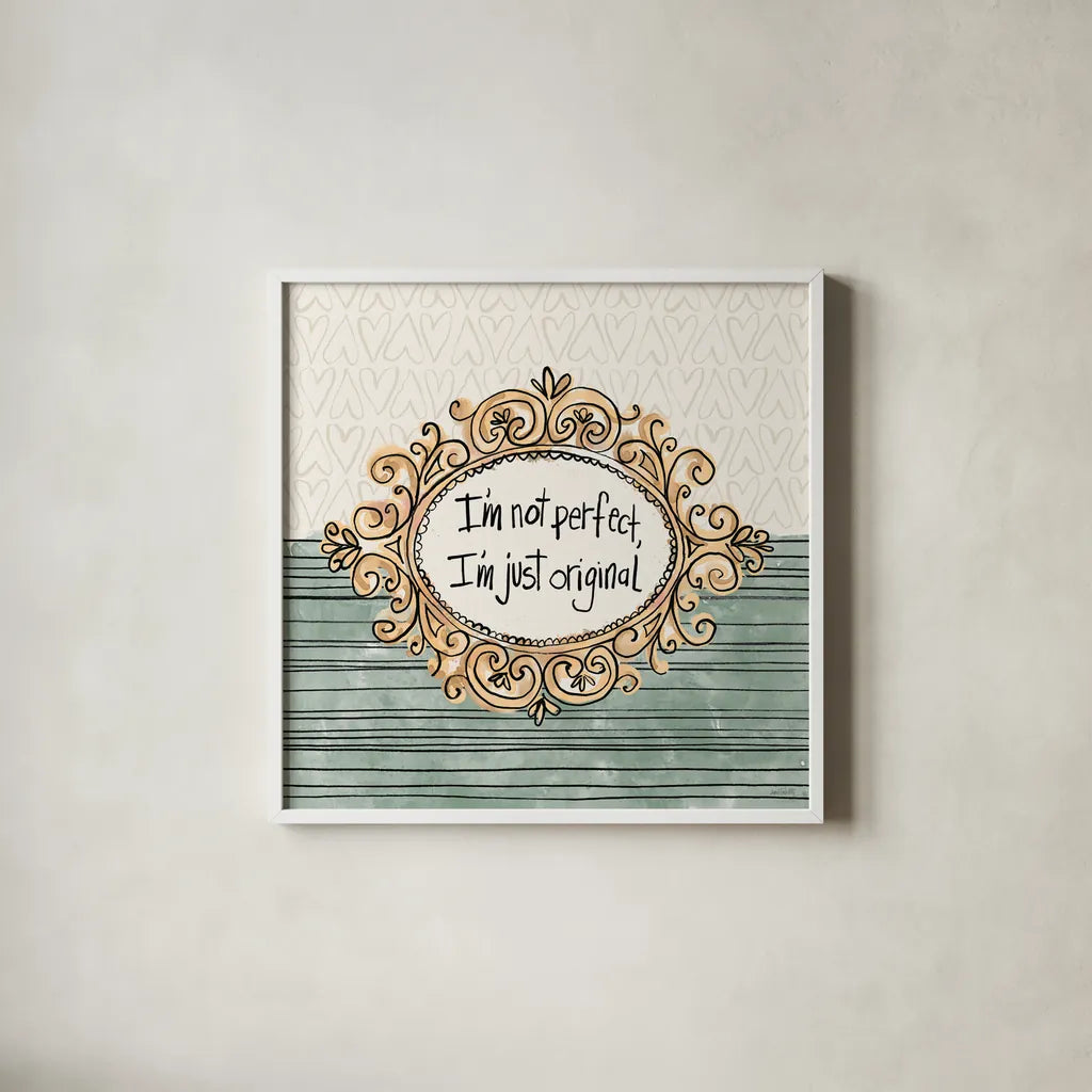 Sentiments IV by Anne Tavoletti. Shown in a crisp white glass frame for a clean and minimalist style. Available as an archival giclee rolled canvas, fine art paper, or poster print. SKU 87597a.