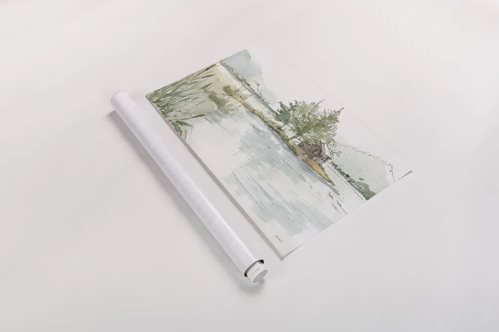 Serene Lake II by Anne Tavoletti. shown as a rolled paper print. Available as archival giclee rolled canvas, fine art paper, or poster print. SKU 72231i.