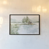 Serene Lake II by Anne Tavoletti. shown as a paper print in a black flame. Available as a archival giclee rolled canvas, fine art paper, or poster print. SKU 72231i.