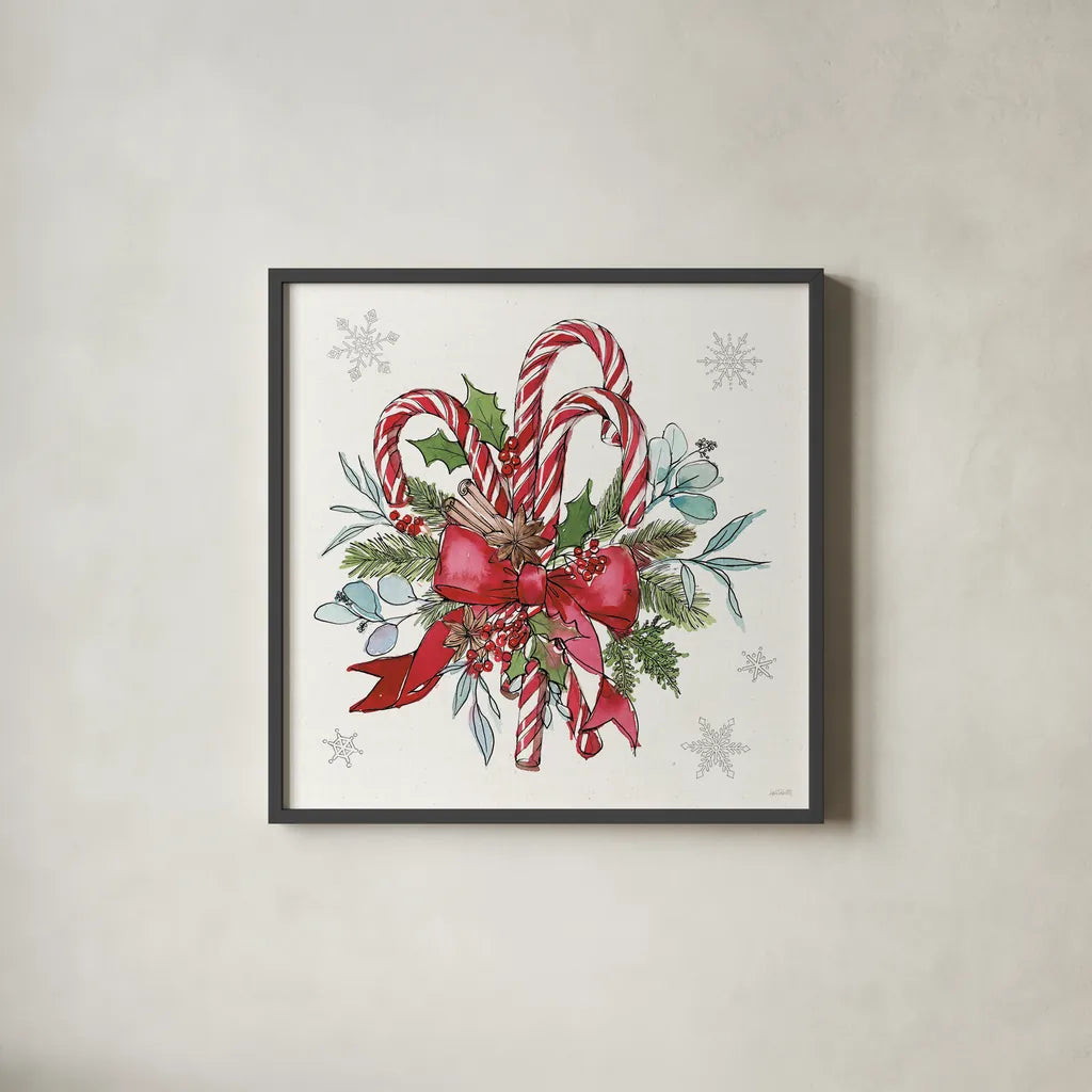 Signs of the Season II by Anne Tavoletti. Shown in a sleek black glass frame for a contemporary gallery look. Available as an archival giclee rolled canvas, fine art paper, or poster print. SKU 83060a.
