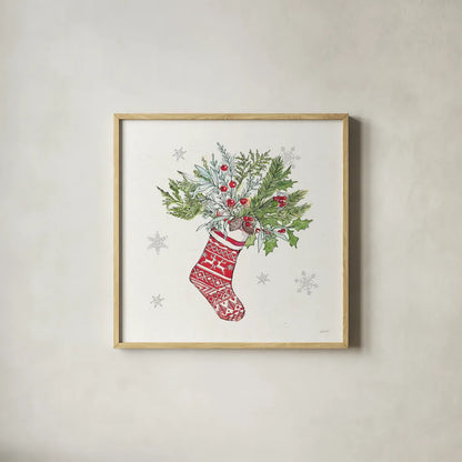 Signs of the Season IX by Anne Tavoletti. Shown in a natural wood glass frame for a timeless modern aesthetic. Available as an archival giclee rolled canvas, fine art paper, or poster print. SKU 90059a.