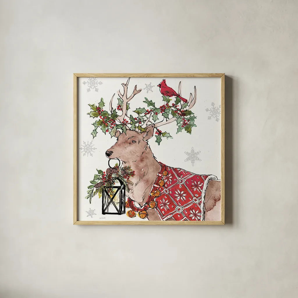 Signs of the Season V by Anne Tavoletti. Shown in a natural wood glass frame for a timeless modern aesthetic. Available as an archival giclee rolled canvas, fine art paper, or poster print. SKU 83063a.