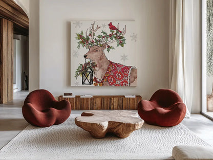 Signs of the Season V by Anne Tavoletti. Shown as extra-large giant wall art in a modern living room. Available as an archival giclee rolled canvas, fine art paper, or poster print. SKU 83063a.