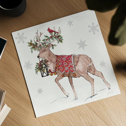 Signs of the Season V Full Deer by Anne Tavoletti. Shown as a detailed flat fine art print, highlighting archival giclee quality. Available as an archival giclee rolled canvas, fine art paper, or poster print. SKU 87645a.