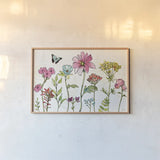 Simply Petals V by Anne Tavoletti. shown as a paper print in a natural frame. Available as a archival giclee rolled canvas, fine art paper, or poster print. SKU 38889i.