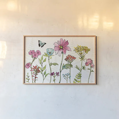 Simply Petals V by Anne Tavoletti. shown as a paper print in a natural frame. Available as a archival giclee rolled canvas, fine art paper, or poster print. SKU 38889i.