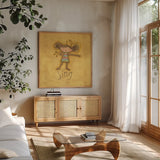 Sing by Anne Tavoletti. Shown in a natural wood frame in a cozy modern living room. Available as an archival giclee rolled canvas, fine art paper, or poster print. SKU 10801a.