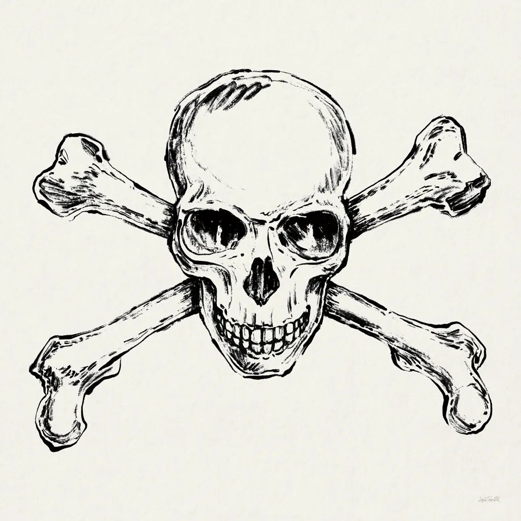 Skull and Crossbones I by Anne Tavoletti. SKU 82638a. Archival Giclee Fine art print for wall decor.