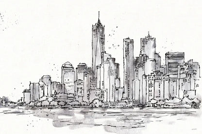 Skyline Sketches I No Words Flowers by Anne Tavoletti. SKU 59328i. Archival Giclee Fine art print for wall decor.