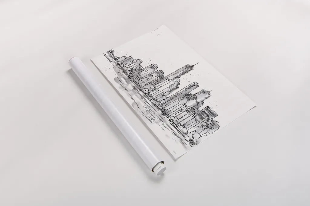 Skyline Sketches I No Words Flowers by Anne Tavoletti. shown as a rolled paper print. Available as archival giclee rolled canvas, fine art paper, or poster print. SKU 59328i.