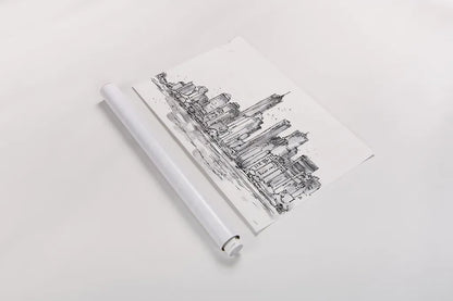 Skyline Sketches I No Words Flowers by Anne Tavoletti. shown as a rolled paper print. Available as archival giclee rolled canvas, fine art paper, or poster print. SKU 59328i.