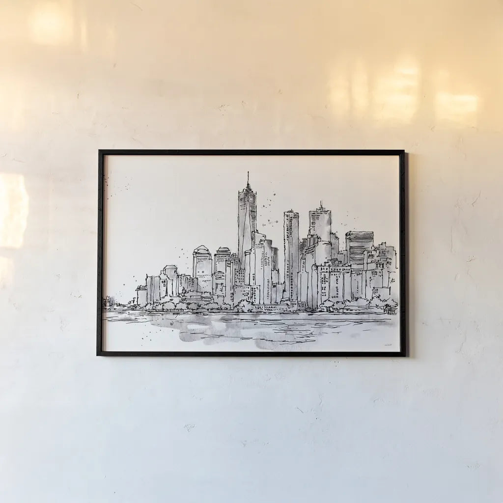 Skyline Sketches I No Words Flowers by Anne Tavoletti. shown as a paper print in a black flame. Available as a archival giclee rolled canvas, fine art paper, or poster print. SKU 59328i.