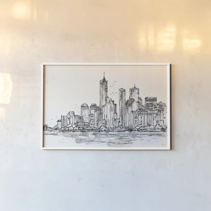 Skyline Sketches I No Words Flowers by Anne Tavoletti. shown as a paper print in a white frame. Available as a archival giclee rolled canvas, fine art paper, or poster print. SKU 59328i.