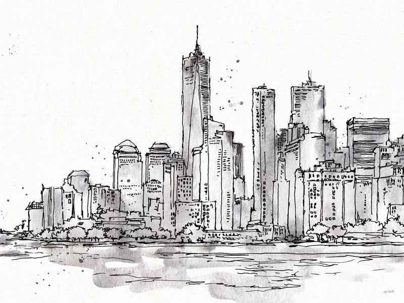 Skyline Sketches I No Words Flowers Crop by Anne Tavoletti