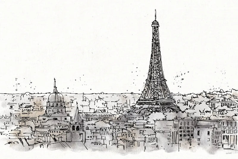 Skyline Sketches II No Words Flowers by Anne Tavoletti. SKU 59329i. Archival Giclee Fine art print for wall decor.