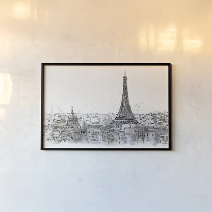 Skyline Sketches II No Words Flowers by Anne Tavoletti. shown as a paper print in a black flame. Available as a archival giclee rolled canvas, fine art paper, or poster print. SKU 59329i.