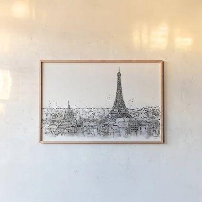 Skyline Sketches II No Words Flowers by Anne Tavoletti. shown as a paper print in a natural frame. Available as a archival giclee rolled canvas, fine art paper, or poster print. SKU 59329i.