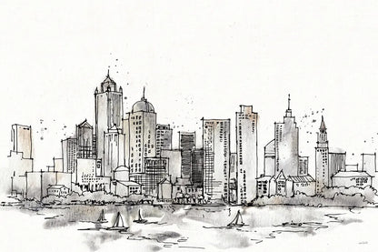 Skyline Sketches III No Words Flowers by Anne Tavoletti. SKU 59330i. Archival Giclee Fine art print for wall decor.