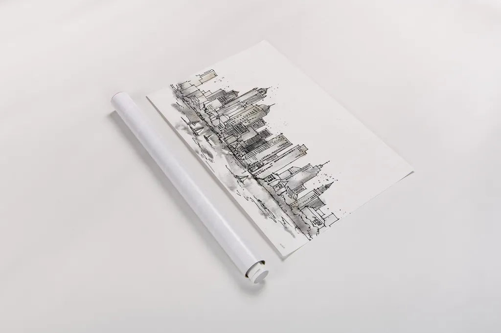 Skyline Sketches III No Words Flowers by Anne Tavoletti. shown as a rolled paper print. Available as archival giclee rolled canvas, fine art paper, or poster print. SKU 59330i.