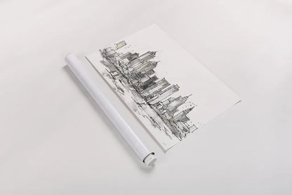 Skyline Sketches III No Words Flowers by Anne Tavoletti. shown as a rolled paper print. Available as archival giclee rolled canvas, fine art paper, or poster print. SKU 59330i.