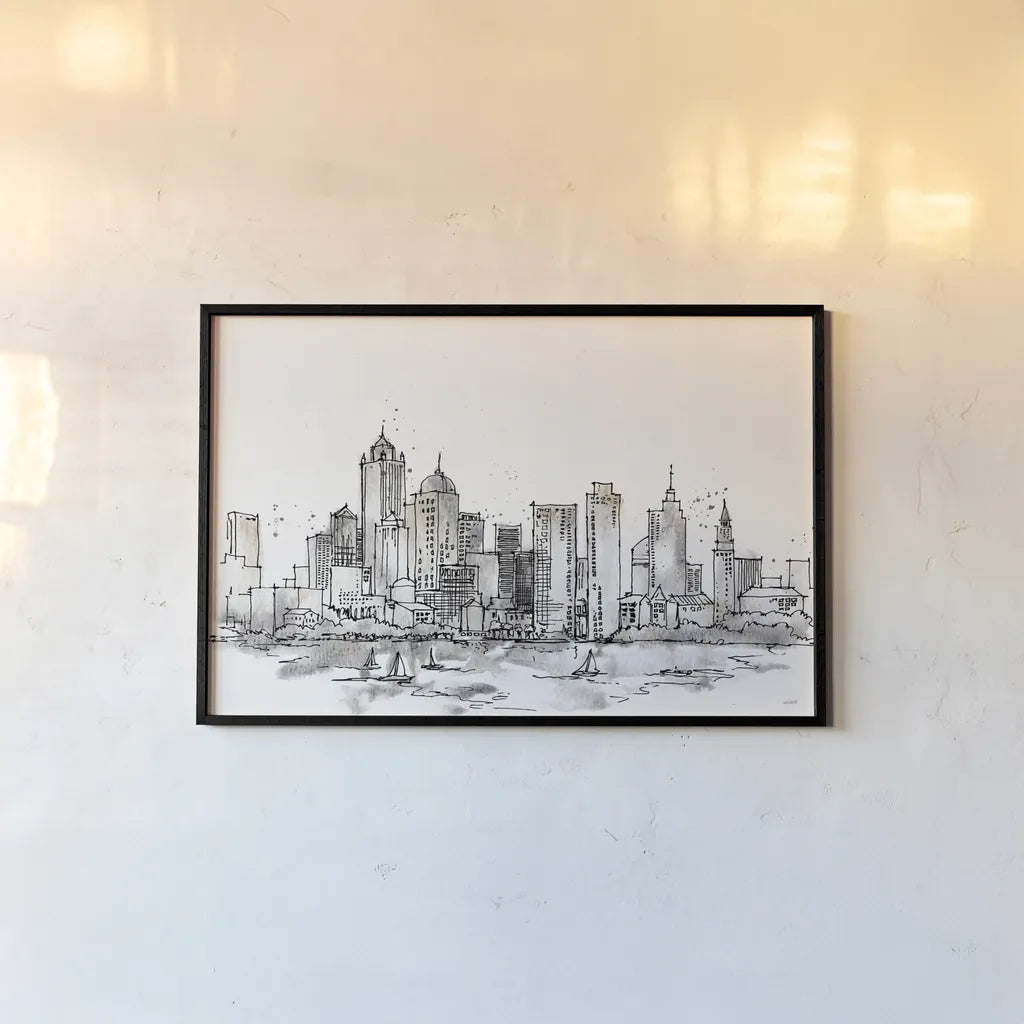 Skyline Sketches III No Words Flowers by Anne Tavoletti. shown as a paper print in a black flame. Available as a archival giclee rolled canvas, fine art paper, or poster print. SKU 59330i.