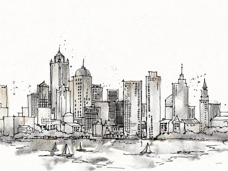 Skyline Sketches III No Words Flowers Crop by Anne Tavoletti