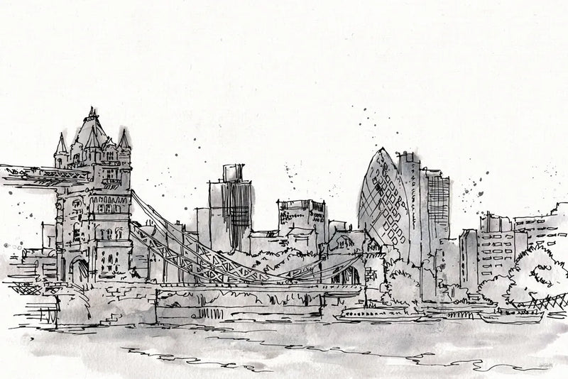 Skyline Sketches IV No Words Flowers by Anne Tavoletti. SKU 59331i. Archival Giclee Fine art print for wall decor.