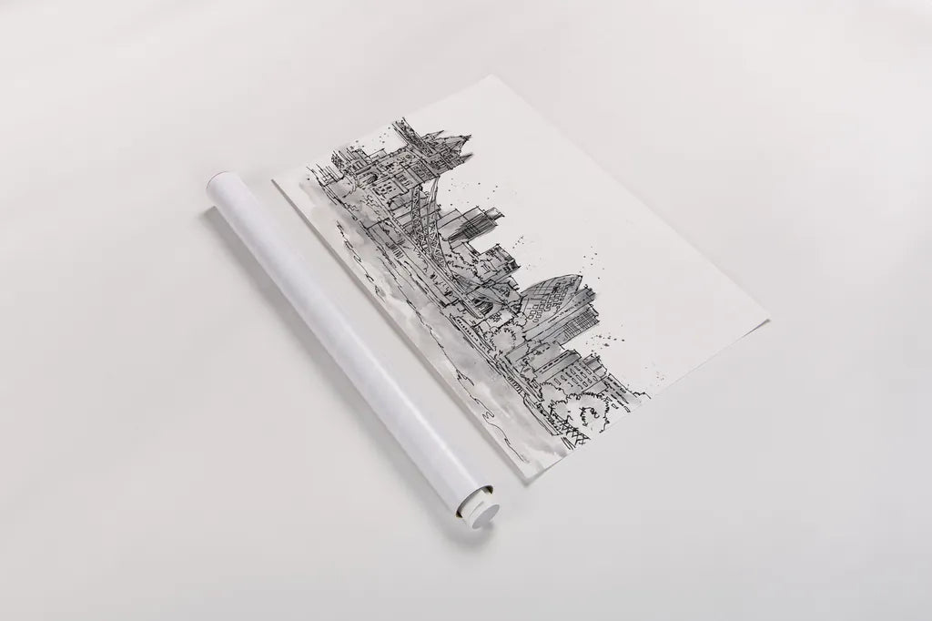 Skyline Sketches IV No Words Flowers by Anne Tavoletti. shown as a rolled paper print. Available as archival giclee rolled canvas, fine art paper, or poster print. SKU 59331i.