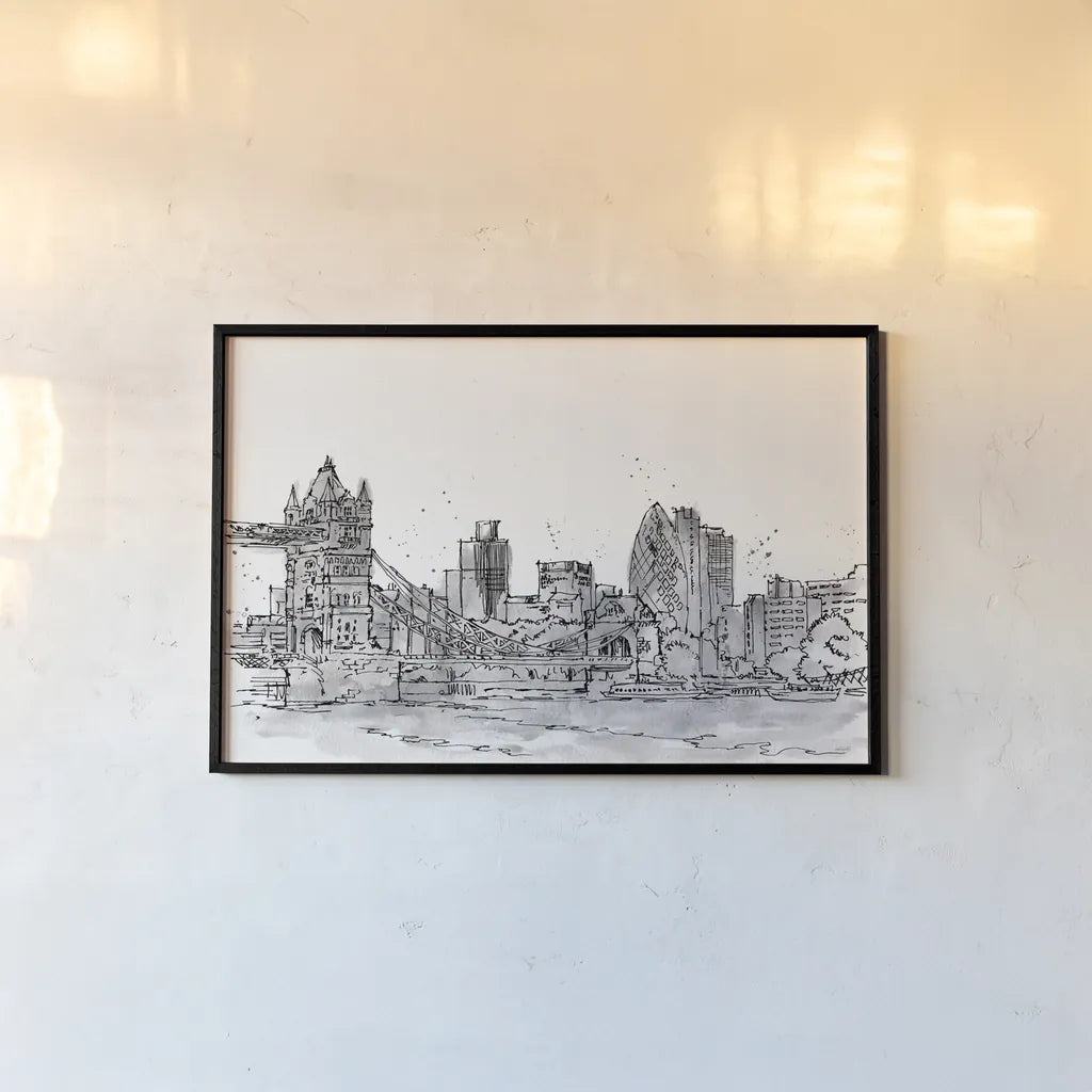 Skyline Sketches IV No Words Flowers by Anne Tavoletti. shown as a paper print in a black flame. Available as a archival giclee rolled canvas, fine art paper, or poster print. SKU 59331i.