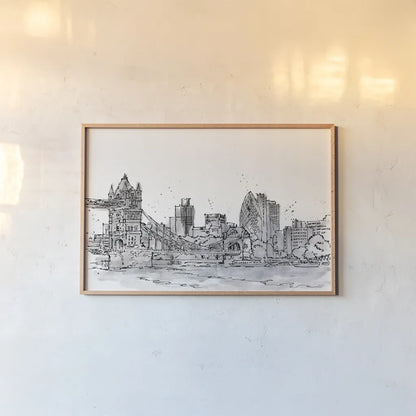 Skyline Sketches IV No Words Flowers by Anne Tavoletti. shown as a paper print in a natural frame. Available as a archival giclee rolled canvas, fine art paper, or poster print. SKU 59331i.