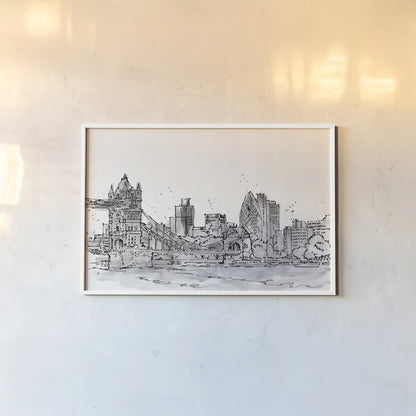 Skyline Sketches IV No Words Flowers by Anne Tavoletti. shown as a paper print in a white frame. Available as a archival giclee rolled canvas, fine art paper, or poster print. SKU 59331i.