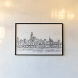 Skyline Sketches VII No Words Flowers by Anne Tavoletti. shown as a paper print in a black flame. Available as a archival giclee rolled canvas, fine art paper, or poster print. SKU 61255i.
