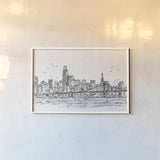 Skyline Sketches VII No Words Flowers by Anne Tavoletti. shown as a paper print in a white frame. Available as a archival giclee rolled canvas, fine art paper, or poster print. SKU 61255i.