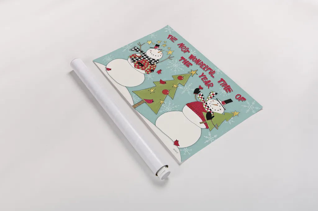 Snowman Sentiments I by Anne Tavoletti. shown as a rolled paper print. Available as archival giclee rolled canvas, fine art paper, or poster print. SKU 31819i.